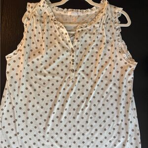 Lascana for Venus Ruffle Trimmed Sleeveless Polka Dot Top Size XL